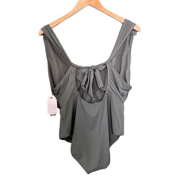 One Piece Bathing Suit Sexy Plunging Neck Tie-Back Swimsuit Olive Green Large - Picture 4 of 10